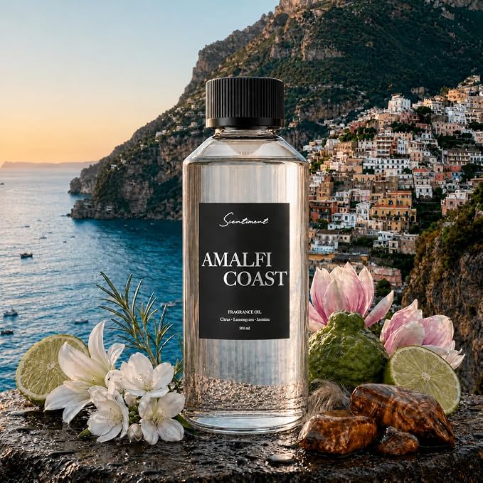 Scentiment Amalfi Coast Diffuser Oil - Premium Hotel Scent with Notes of Citrus, Lemongrass & Jasmine Home Scent, Hotel Fragrance Oil Diffuser Refill - 16.91 fl oz (500 mL)