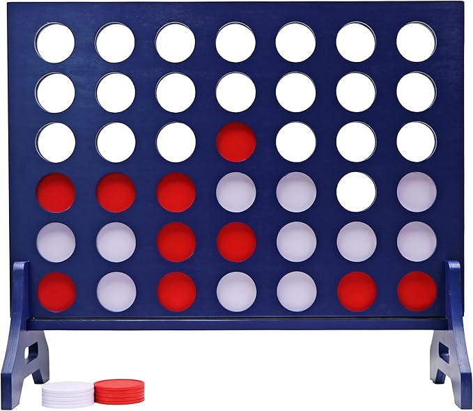 Tailgating Pros Premium Navy Giant Four in a Row with Carrying Case - Jumbo Oversized Outdoor Yard Game - Connect Multiple Pucks in a Row to Win - Many Puck Colors Available!