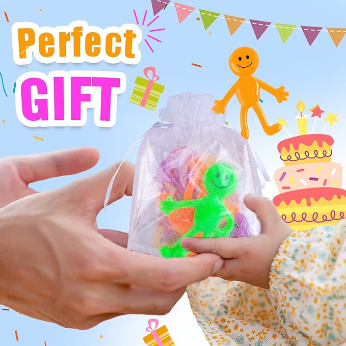 POPLAY 60PCS Smile Face Bendable Man, Stretchy Figures Party Favors Gooey Bendy Fidget Toys for Stress Relief, Classroom Exchange Prizes, Birthday Goodie Bag Stuffers