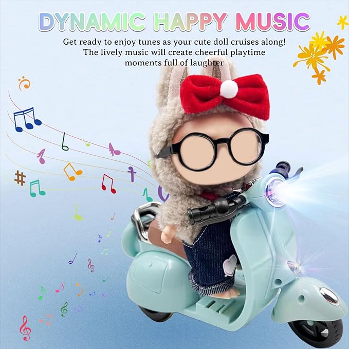 Accessories for 17cm Doll - Scooter Toy for Dolls with LED Lights & Music, Cute Motorcycle Toy for 17cm Dolls, Decor Desktop Ornaments for Doll Collectors