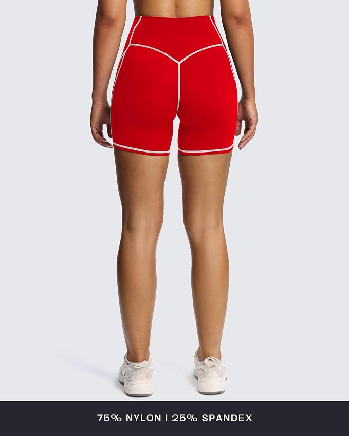 Aoxjox Lexi Lined Workout Biker Shorts for Women Tummy Control High Waisted Exercise Athletic Gym Running Yoga Short 6"