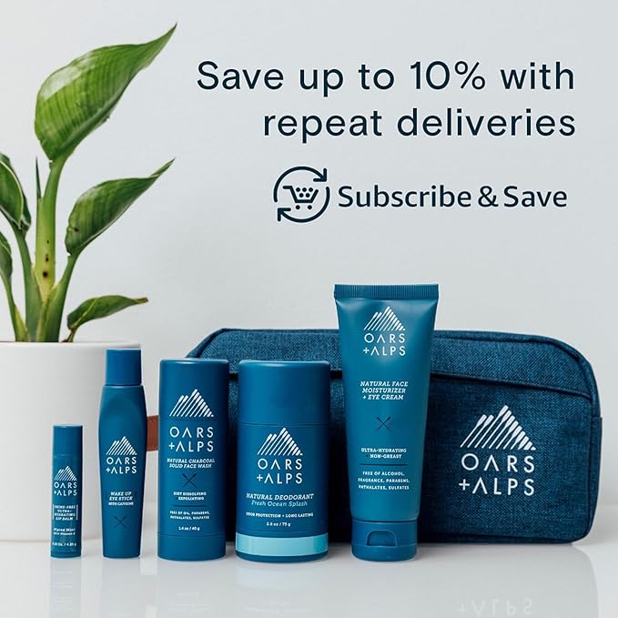 Oars + Alps Face Moisturizer and Eye Cream, Face Lotion with Aloe Leaf Juice and Vitamin E, Long Lasting, Hydrating Cream, TSA Friendly, 2.5 Fl Oz, 2 pk