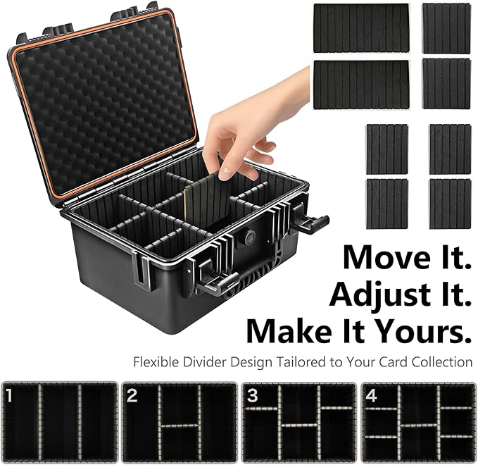 Graded Card Storage Box for Baseball - Trading Card Storage Box with Adjustable Dividers Fits PSA BGS SGC Slabs | Waterproof Hard Cases for Sports Cards, Top Loader, Magnetic | Toploader Storage Box