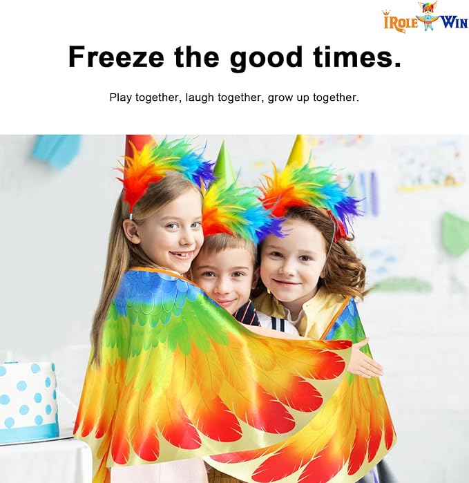 Bird-Costume-Parrot-Wings for Kids with Bird Headbands, Boys Girls Eagle Dress-up Cape Halloween Party Favors Gifts