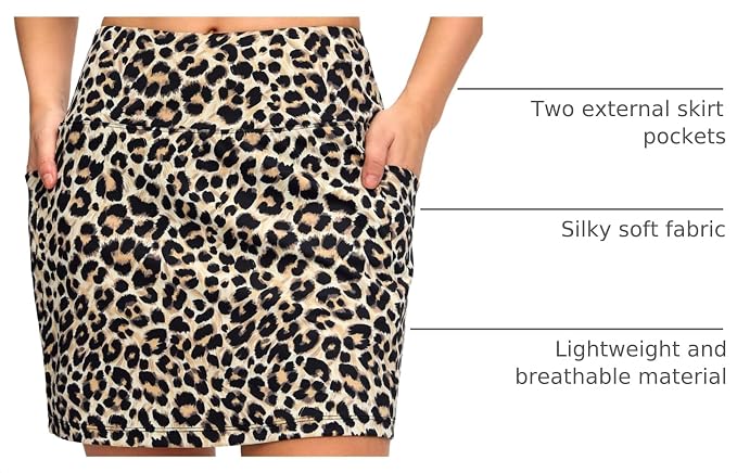 Women's Golf Skirts Skort 4 Side Pockets High Waisted Stretchy Tennis Skirt | Silky Soft, Lightweight, Breathable, Built-in Mesh Shorts, High Waisted, Elastic waistband, Moisture-Wicking, Athletic