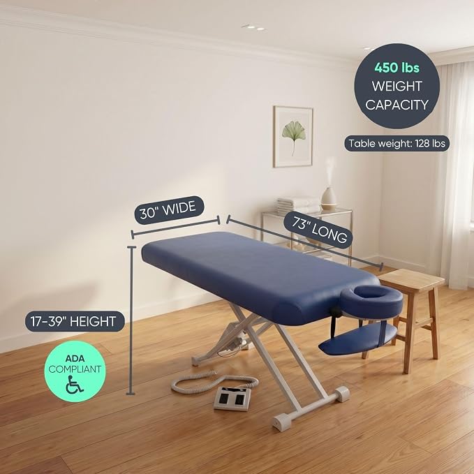 Electric Massage, Spa, and Treatment Table - Adjustable Height and Foot Control, ADA Compliant Treatment Table for Esthetician, Massage Therapists and Spa Professionals