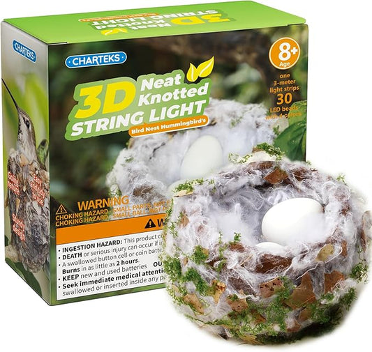 CHARTEKS Bird Nest Craft Kit with LED String Lights - DIY Nature Arts and Crafts STEM Project for Kids & Adults, Creative Home Decor Gift for Boys Girls Ages 8-12