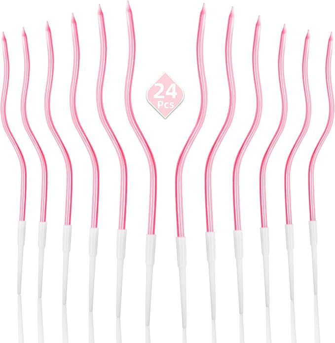 PHD CAKE Pearl Pink Spiral Long Thin Birthday Candles, Cake Candles, Birthday Parties, Wedding Decorations, Party Candles