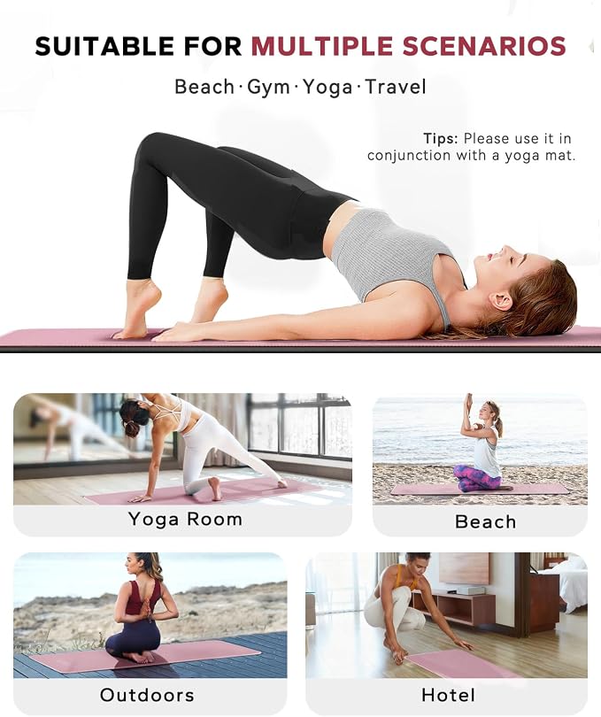 HAPBEAR Hot Yoga Towel with Non-Slip Grip Dots, 72" x 24" - Super Absorbent, Soft Microfiber Yoga Mat Towel for Bikram, Gym, Pilates - Pink