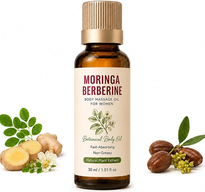 Moringa Berberine Essential Oil, Daily Support Essential Oil for Women, Body Massage Oil for Belly Waist Thighs Arms, 30 mL (1Pcs)