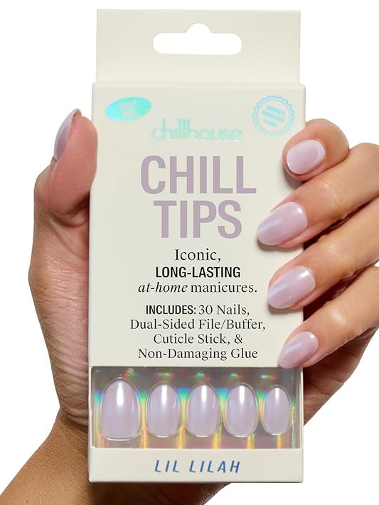 Chillhouse - Chill Tips, Press on Nails Kit - Lil Lilah (Oval - Short) - 30 Nail Shapes & Sizes - Up to 2 Weeks of Wear - Customizable - Reusable - Latina Founded & Women Owned - Beauty & Self Care