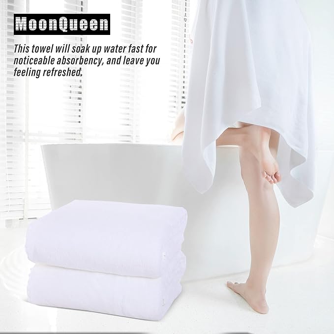 MOONQUEEN 6 Pack Premium Bath Towel Set - Quick Drying - Microfiber Coral Velvet Highly Absorbent Towels - Multipurpose Use as Bath Fitness, Bathroom, Shower, Sports, Yoga Towel (White)