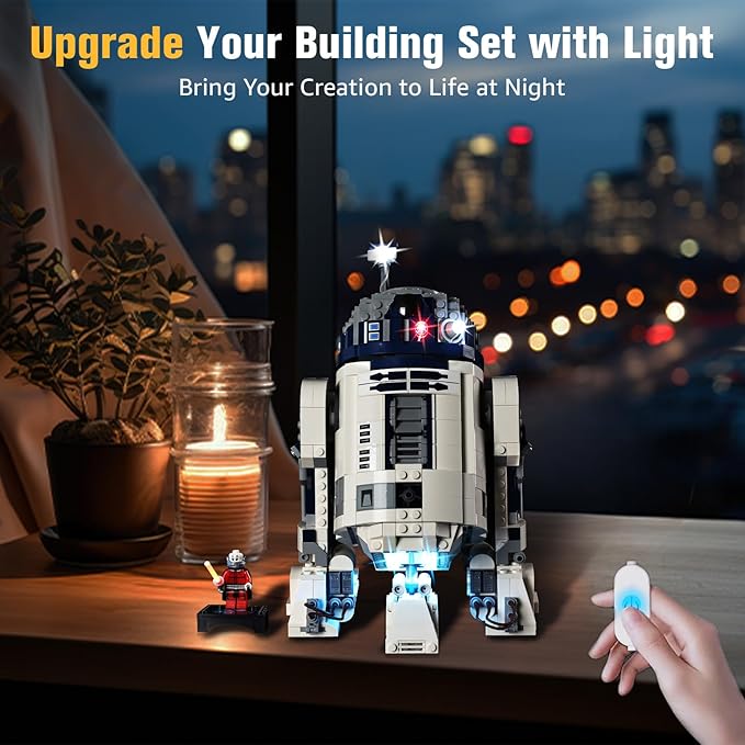 BrickSoul Upgrade Light Kit for Lego Lego R2-D2 75379 Building Set | with ON/Off & Dimmer Switch & Hidden Cable Tech | Easy Install Lighting Set (75379 Set NOT Included)