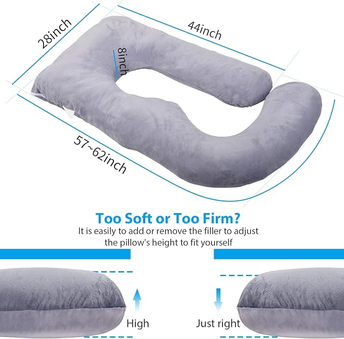 Victostar Pregnancy Pillow,57 inches U Shaped Maternity Pillow with Removable Cover Full Body Pillow Support for Back, HIPS, Legs, Belly (Dark Gray)