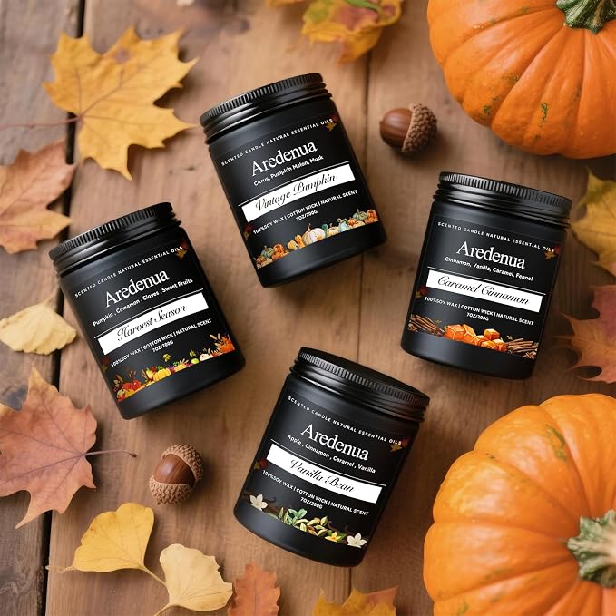 Vintage Pumpkin Candle – Warm Holiday Pumpkin Scent, Cozy Christmas Winter Seasonal Candles for Home, Hand-Poured Soy Candles for Christmas Décor & Cozy Gifting
