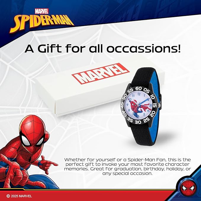 Marvel Spiderman Watch for Kids - Spiderman Watch Boys - Spider-Man Watches for Boys 4-6 - Toys - Kids - Marvel Toddler - Silver Case - 3D Silicone Plastic Strap