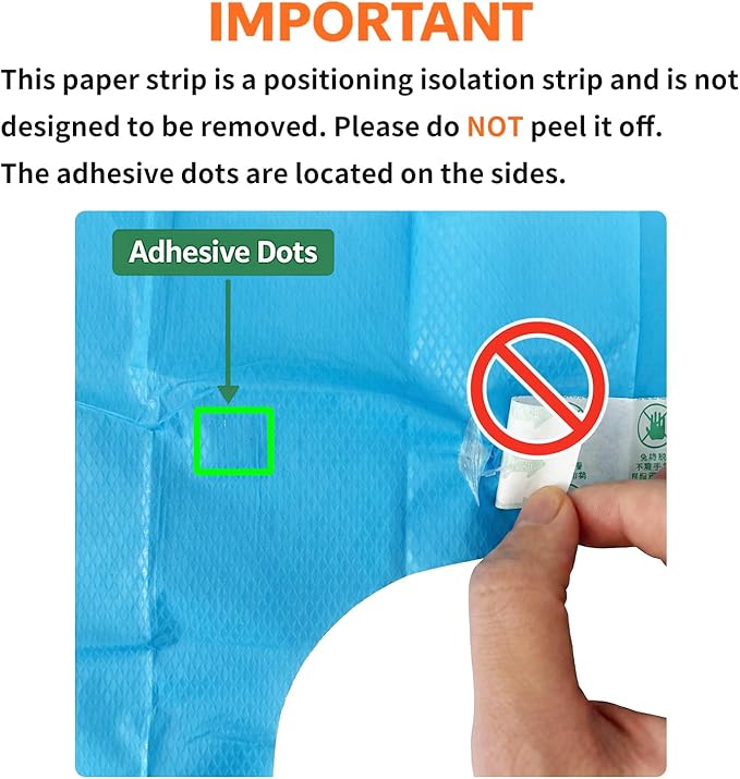 50 Count Disposable Toilet Seat Covers with Secure Adhesive Tabs for a Non-Slip Fit - XL Extra Large, Waterproof, Individually Wrapped for Travel, Kids, Adults, and Public Restrooms