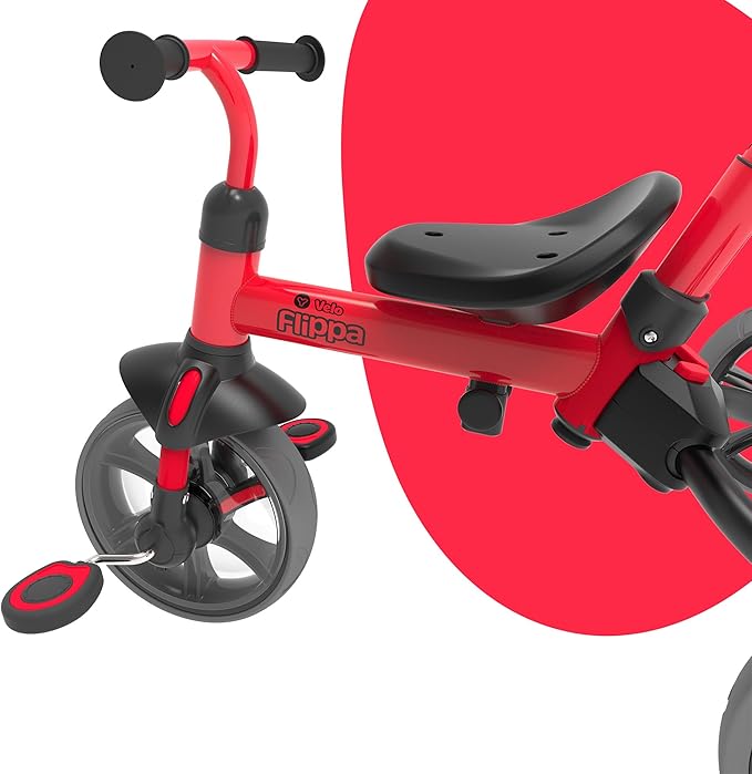 Yvolution 3 in 1 Toddler Trike Y Velo Flippa Push Tricycle Toddler Balance Bike with Parent Steering Push Handle for Boys Girls 2-5 Years Old
