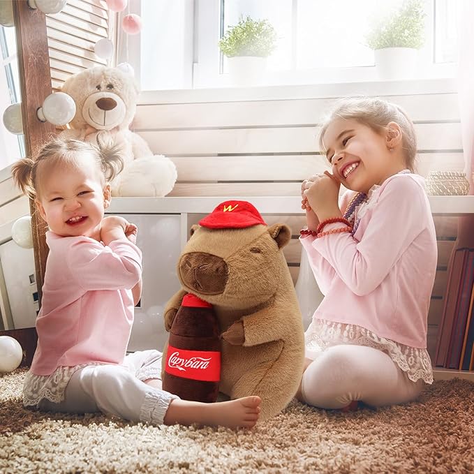 Drink Capybara Plush17.7inch, Cute Capybara Stuffed Animal Giant Capibara Plushies Pillow Toy Gifts for Boys Girls Kids
