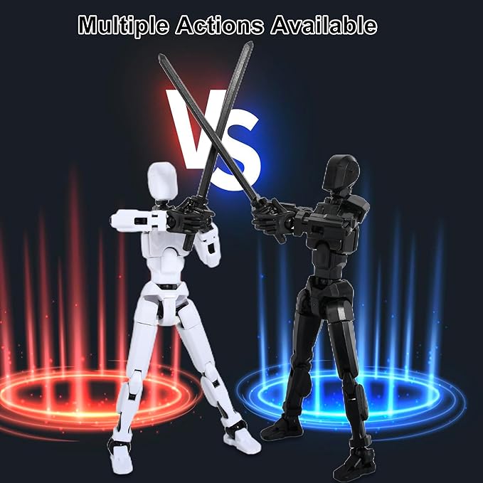 Creative Action Figure with Pose Stand,Building Toy Sets,3D Robot,Lucky Puppet Joints for Boys,Girls,Men,Women,Multi-Jointed Moveable Dummy Desk Decoration,Desktop Ornament for Game Lover (Black)
