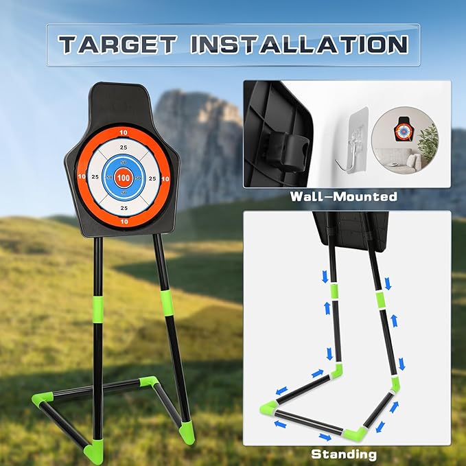 Bow and Arrow Set for Kids LED Light Up Archery Set with 10 Suction Cup Arrows Indoor Outdoor Toys with Standing Target & Quiver, Xmas Birthday Gift for Boys Girls Age 4-8 8-12