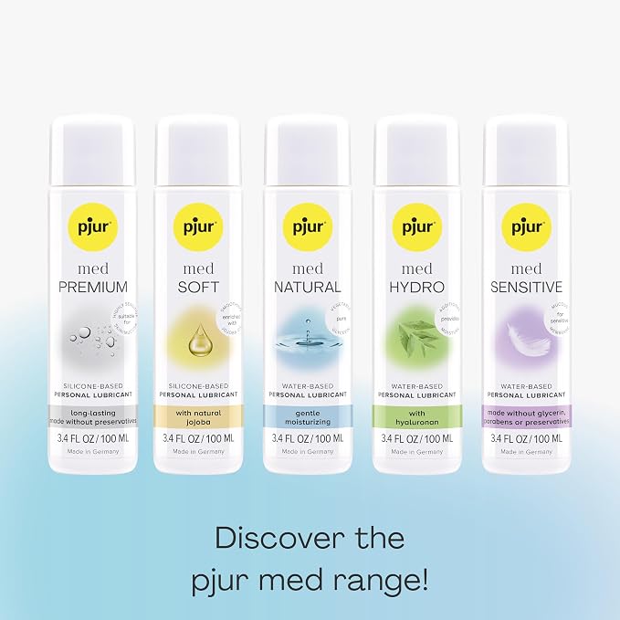 pjur med Natural Water-Based Personal Lubricant, Moisturizing, 3.4 fl oz | Lube With Vegan Ingredients, Easy Wash-Off, Latex Compatible