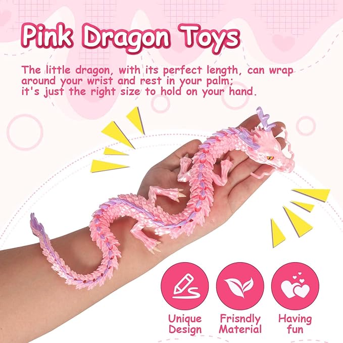 3D Printed Dragon Eggs, Glow in The Dark Fidget Toys for Kids & Adults, for Home Office Desk Decor (Pink Dragon God, Pcs, 1)