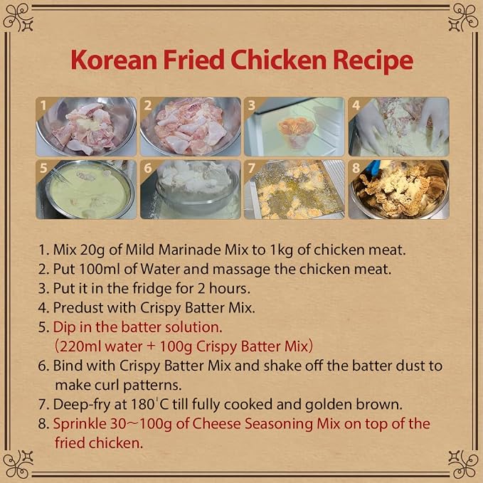 Foodrella Korean Taste Crispy Fried Chicken Cheese Seasoning Mix, Frying Powder Mix, Product of Korea, 2.2 LB (1kg), 1 pack