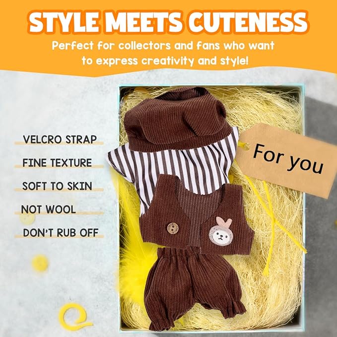 AICase for 17cm Doll Clothes/Outfit,Clothing Set for 17cm Doll,3 Piece Set Hat Clothing,Boys and Girls Stylish Adorable Clothes Accessories_08