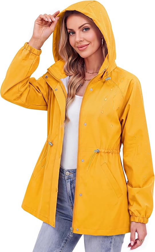Zando Rain Jacket Women Waterproof - Lightweight Rain Coat with Hood Windbreaker Trench Raincoat for Women 2026 S-2XL