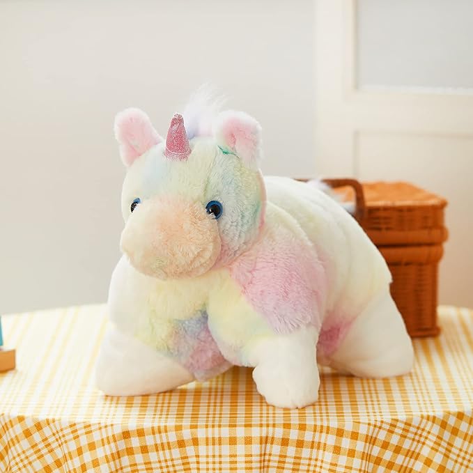 Glow Guards 16" Light Up Musical Rainbow Unicorn Plush Pillow,LED Singing Soft Colorful Unicorn Stuffed Animal,Sofa Decors Birthday Christmas Children's Day Gifts for Toddlers Kids
