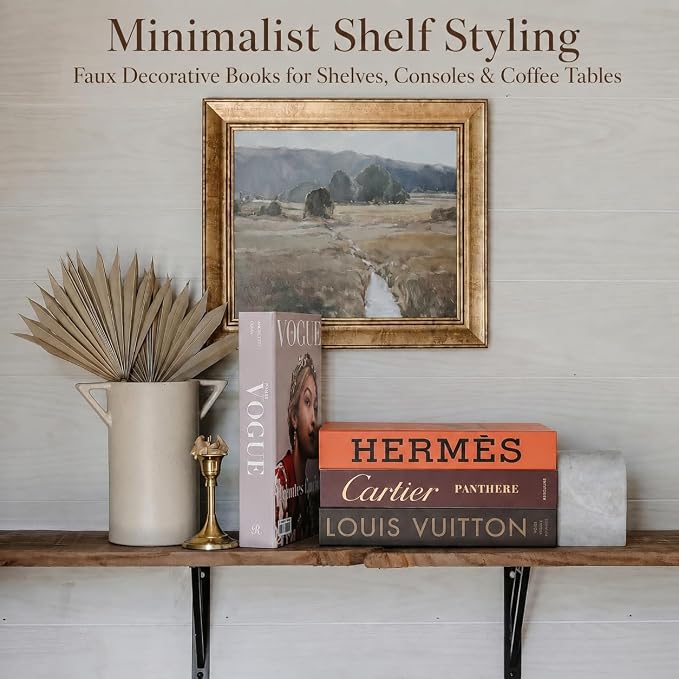 4 Pcs Decorative Books | Faux Glam Coffee Table & Shelf Decor | Glamorous Designer Look for Living Room, Office and Entryway - Not Real, Tool-Free 2-Min Setup