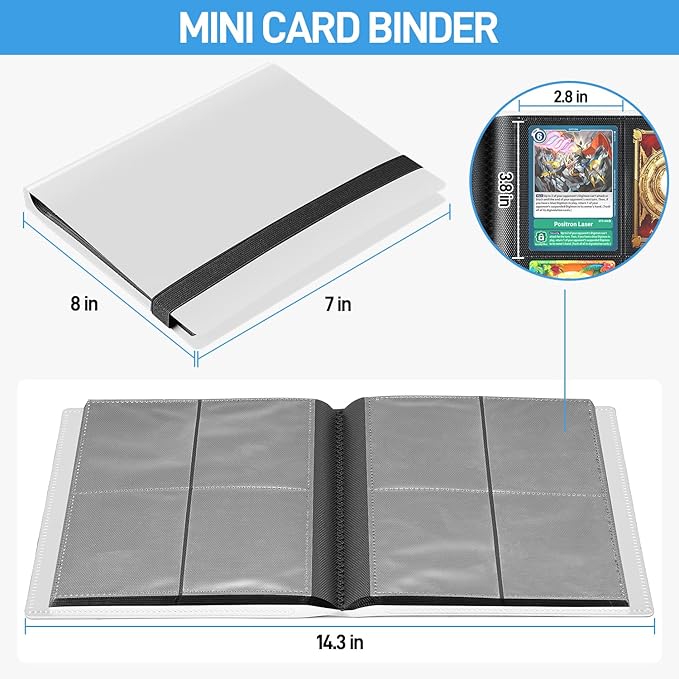 Card Binder, Upgraded 4 Pockets Trading Card Collection Binder for Cards, 160 Pockets Mini Card Book Holder Album - White