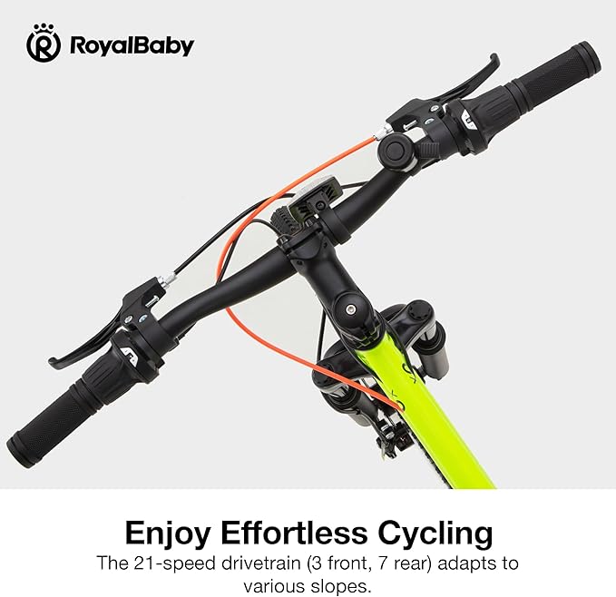 RoyalBaby Kids Mountain Bike for Boys and Girls, Ultra-Light Aluminum 20-26 Inch Wheel Bicycle for 6-14 Years Old Children, 7/21-Speeds Drivetrain