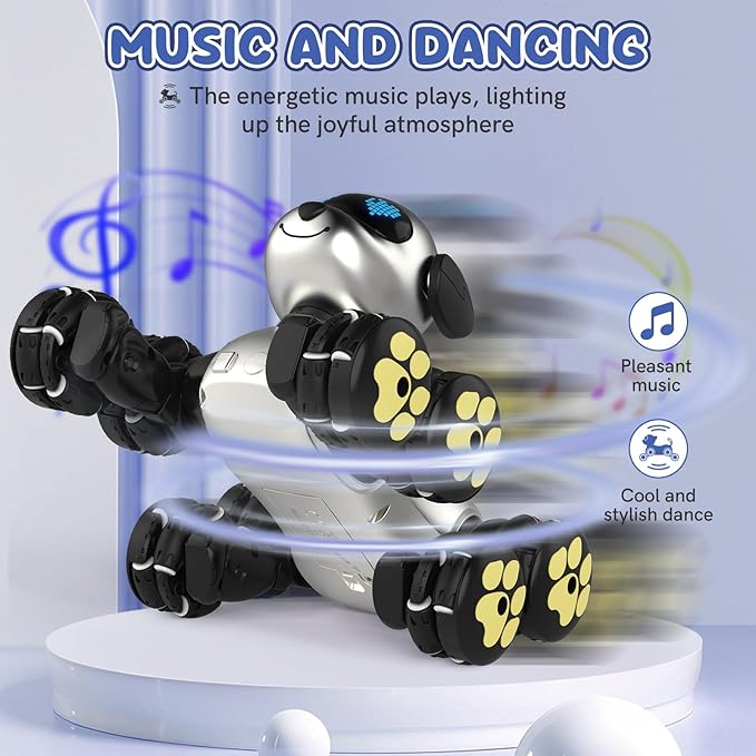 8WD Stunt RC Car Robot Dog Toys, 2.4GHz Remote Control Car Dog Toys with LED Eyes, Smart Interactive Programmable Robot Gift for Kids Age 3 4 5 6 7 8 Year Old