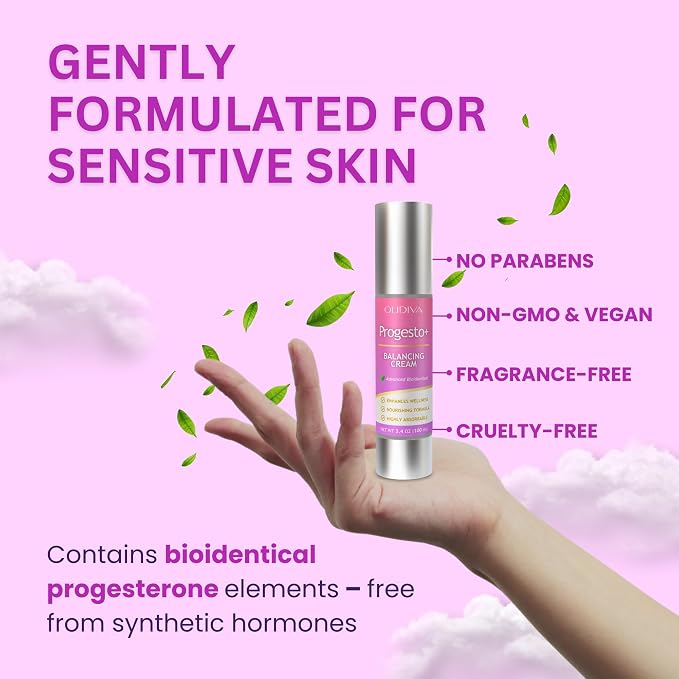 Progesto+ Cream | Bioidentical Hormone Support & Synthetic Progesterone Free | For PMS & Menopausal Comfort 100g / 3.4 oz (3 Month Supply)