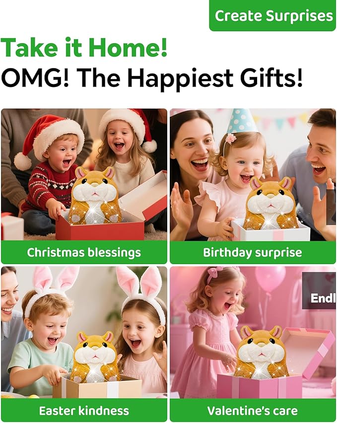 Christmas Best Gifts for Grandkids 2025 New Talking Hamster Toy,Top Toys for Ages 5-7 Girls Sellers Gag Gift Under 30,Speech Therapy Toys for Toddlers 1-3 Little Brown Stocking Stuffers