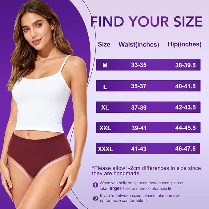 Period Underwear for Women, Overnight Panties Washable& Reusable | 60ML High Leak Proof Underwear, Breathable Cotton Period Briefs for Women/ Girls/ Teens/ Incontinence/ Postpartum