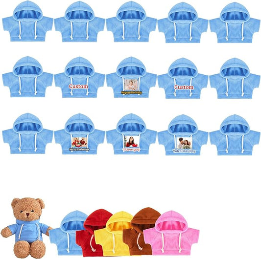 15 Pcs Custom Clothes for Teddy Bears with Text Photo, Personalized Stuffed Animal Clothes Fit 8-16 inch Stuffed Bear Sweater Outfit, Custom Doll Clothing Make Your Own Plush Doll Shirt