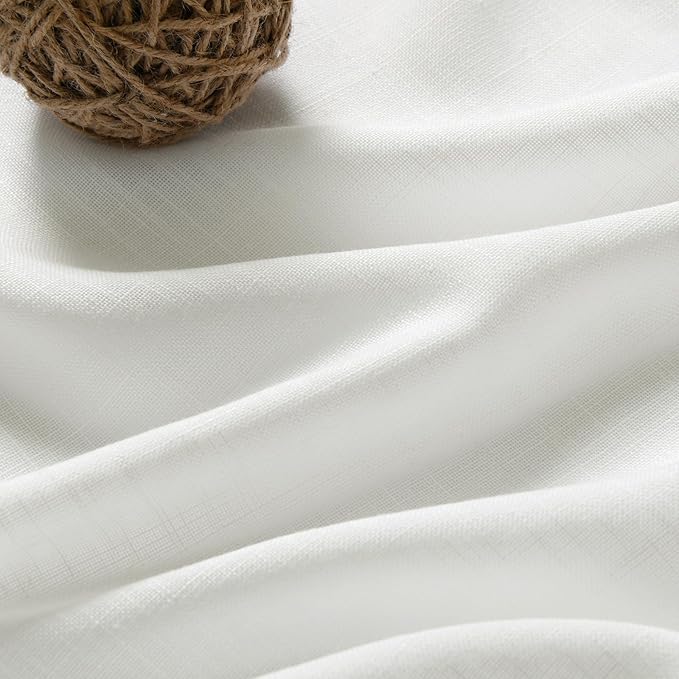 Ivory Linen Sheer Curtains 102 Inches 2 Panels Set Back Tab Rod Pocket Extra Long Semi Sheer Light Filter Vintage Curtain Drapes Room Decor Aesthetic Curtains for Living Room High Window 40x102