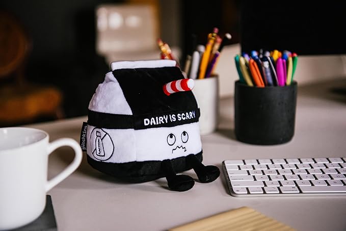 Milk Carton Plushie - Dairy is Scary Punny Milk Plush, Dairy Themed Gift, Food Plush Toy for Gifting