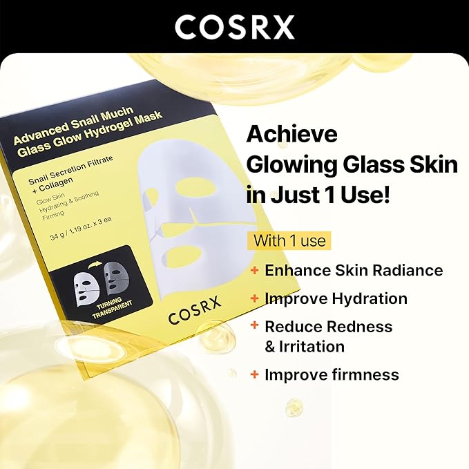 COSRX 2% Alpha Arbutin Discoloration Care Serum + Advanced Snail Mucin Glass Glow Hydrogel Masks