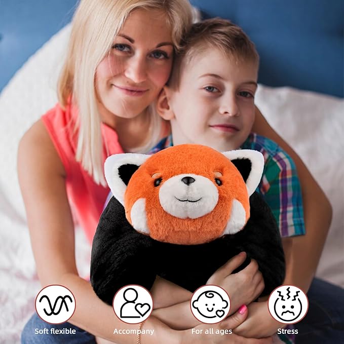 Niuniu Daddy Red Panda Weighted Stuffed Animals for Anxiety, 3.3lb Weighted Plush Red Panda Toys for Adult Kid Girl, Giant Stuffed Plush Pillow as Gift for Valentine Include Bag Sticker Card