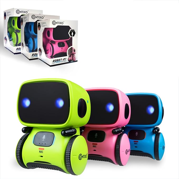 Contixo R1 Kids Robot Toy, 3pcs Interactive Smart Robots with Voice Control Talking Dancing Learning Touch Sensor Compact Educational Portable Toy for Boys Girls Toddlers 3-8 Years Old Birthday Gifts
