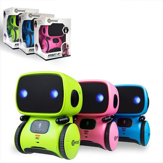 Contixo R1 Kids Robot Toy, 3pcs Interactive Smart Robots with Voice Control Talking Dancing Learning Touch Sensor Compact Educational Portable Toy for Boys Girls Toddlers 3-8 Years Old Birthday Gifts