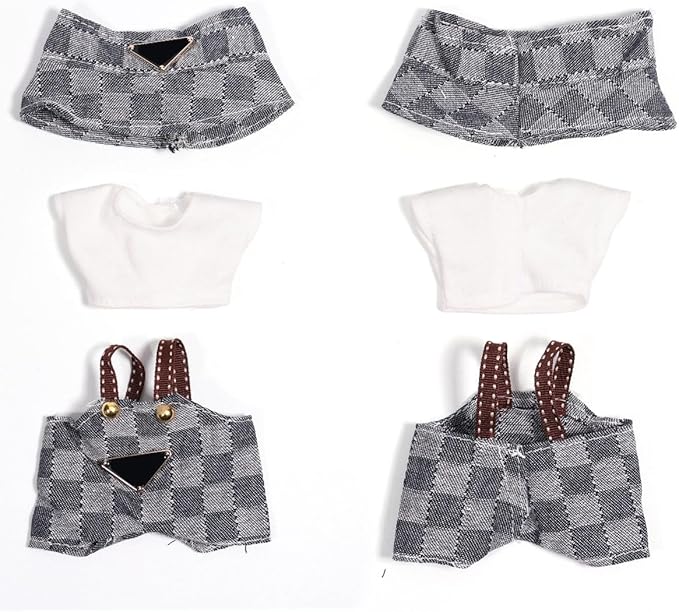 AICase for 17cm Doll Clothes/Outfit,Clothes Set for 17cm Doll,3 Piece Set Hat Clothing,Boys and Girls Stylish Adorable Dolls Clothes Accessories_Grey
