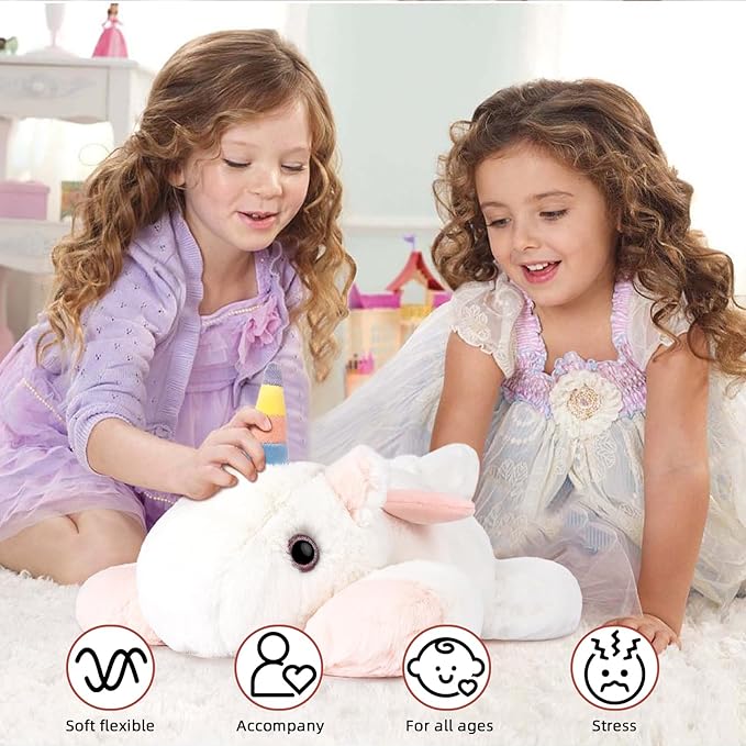Niuniu Daddy Unicorn Weighted Stuffed Animals, 3.3lbs Weighted Plush Unicorn Toys for Adults Kids Girls Boys, Large Stuffed Plush Pillow as Present for Birthday Include Bag Sticker Card