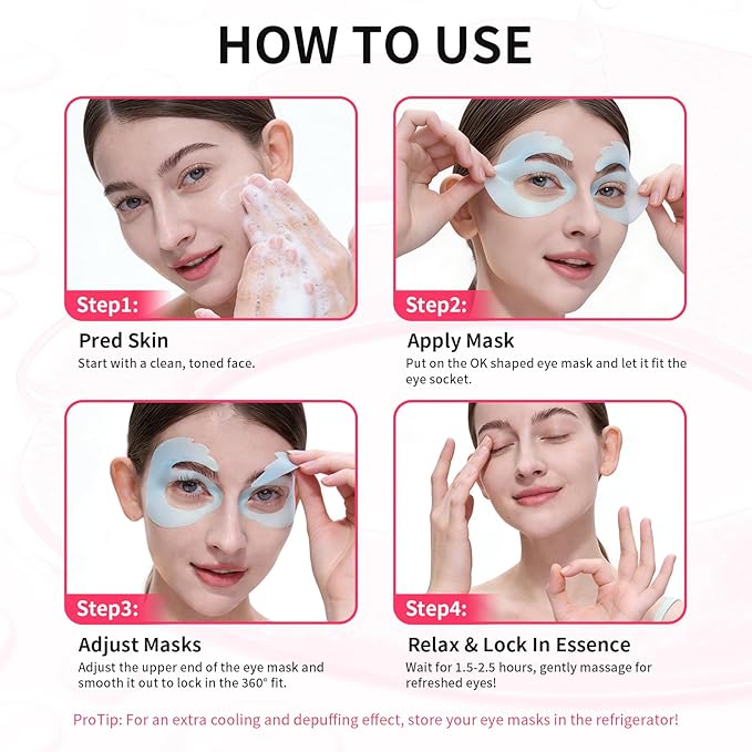 SPODARE OK Shape Eye Masks, 360° Fit Under Eye Patches with Caffeine and Collagen, Firming & Hydrating Eye Mask for Dark Circles and Puffiness, Self Care Gifts for Women - 18 Pairs, Mystery White