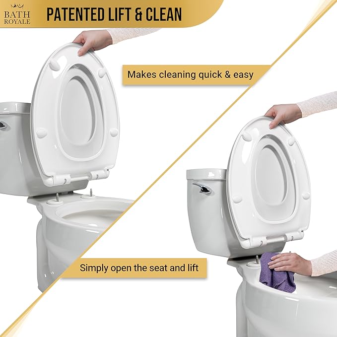 BATH ROYALE Potty Training Seat - Soft Close, Kingsport BR720-00, Round White, Adult & Child Combo
