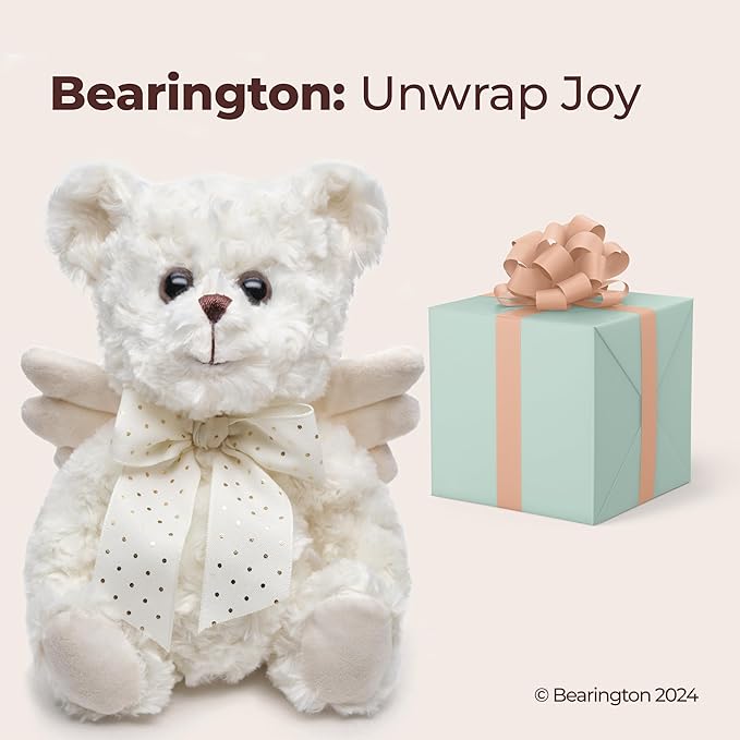 Bearington Peace, 12 Inch Teddy Bear Angel Stuffed Animal, Makes a Great Guardian Angel Gift for Christening, Bereavement, Memory, Sympathy